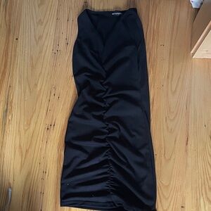 PrettyLittleThing Black Gathered Mini Dress